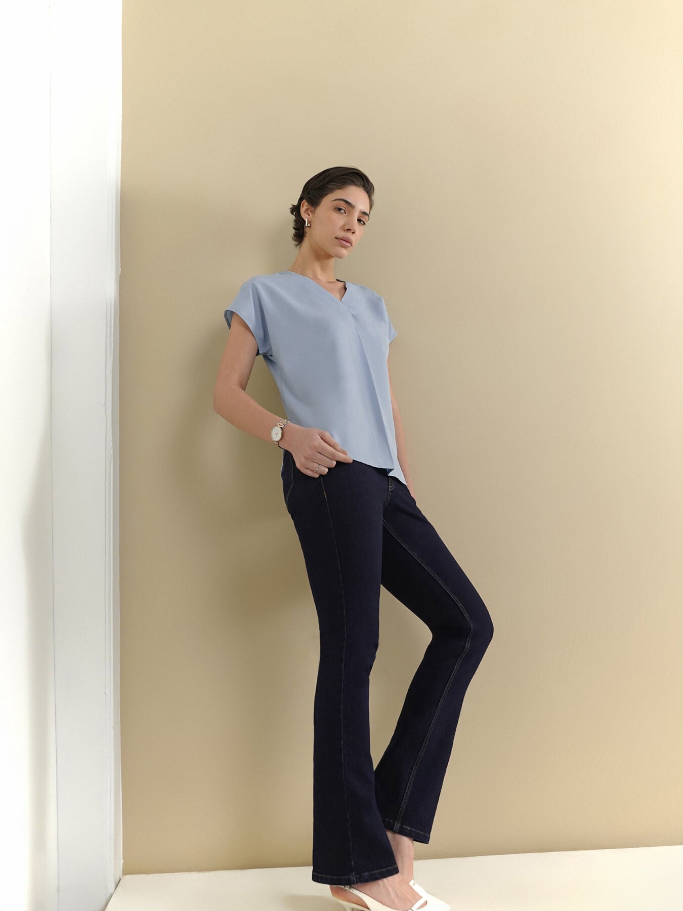 V-Neck Top - Light Blue