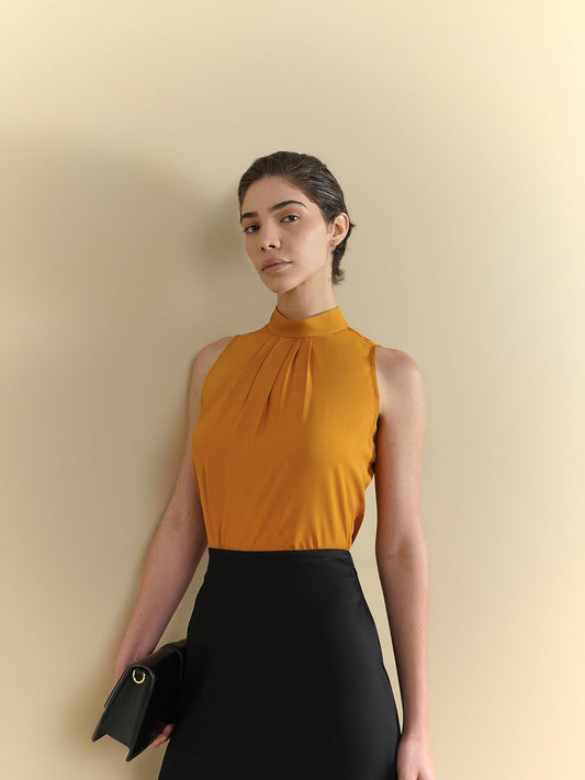 Pleated Top - Mustard