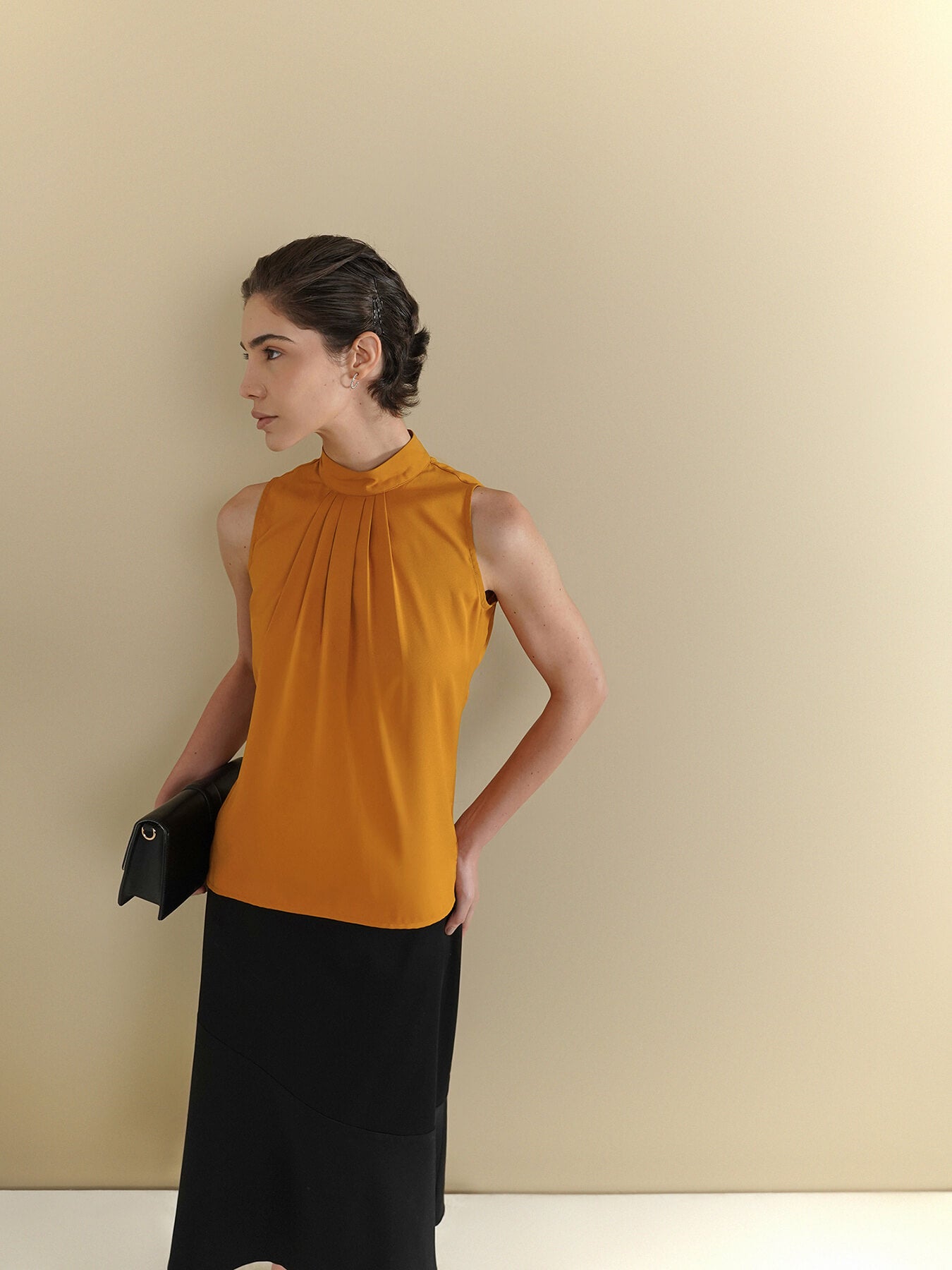 Pleated Top - Mustard
