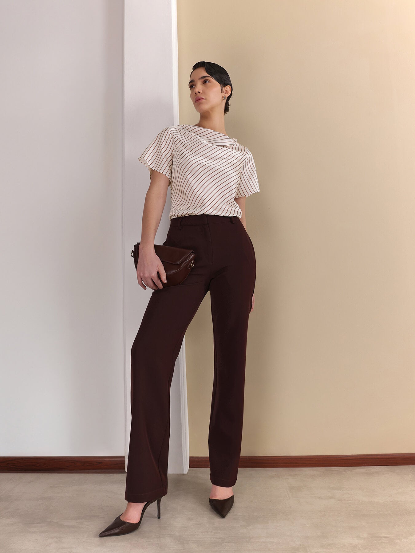 Satin Cowl Neck Top - White