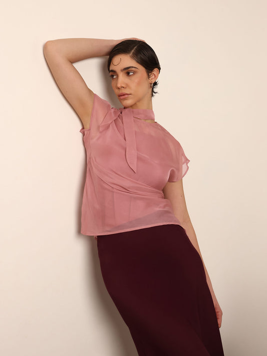 Organza Top - Dusky Pink