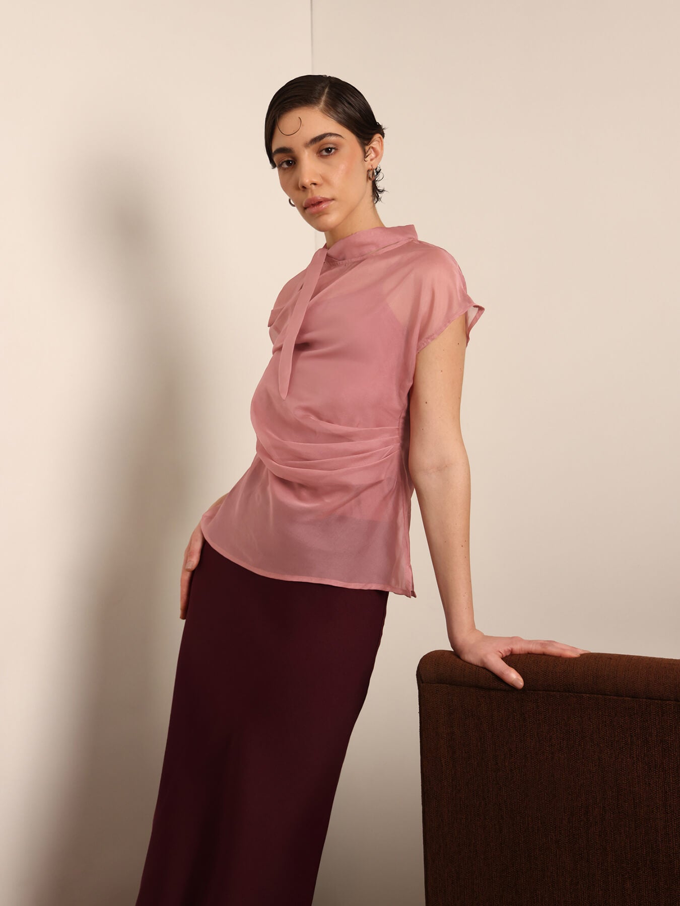 Organza Top - Dusky Pink