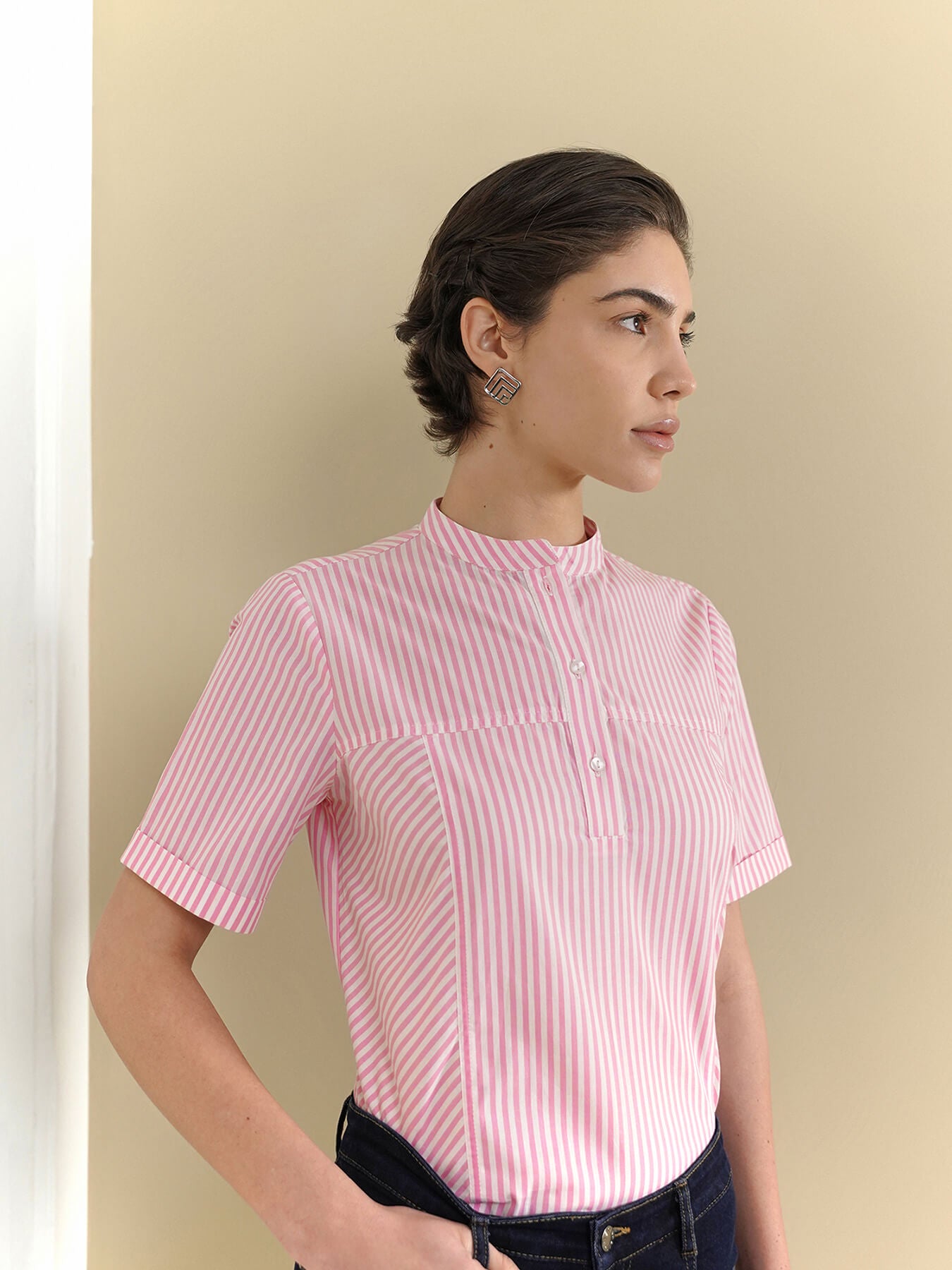 Cotton Striped Top - Pink