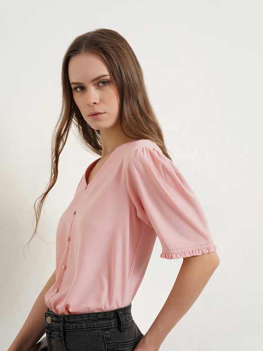V-Neck Top - Pink