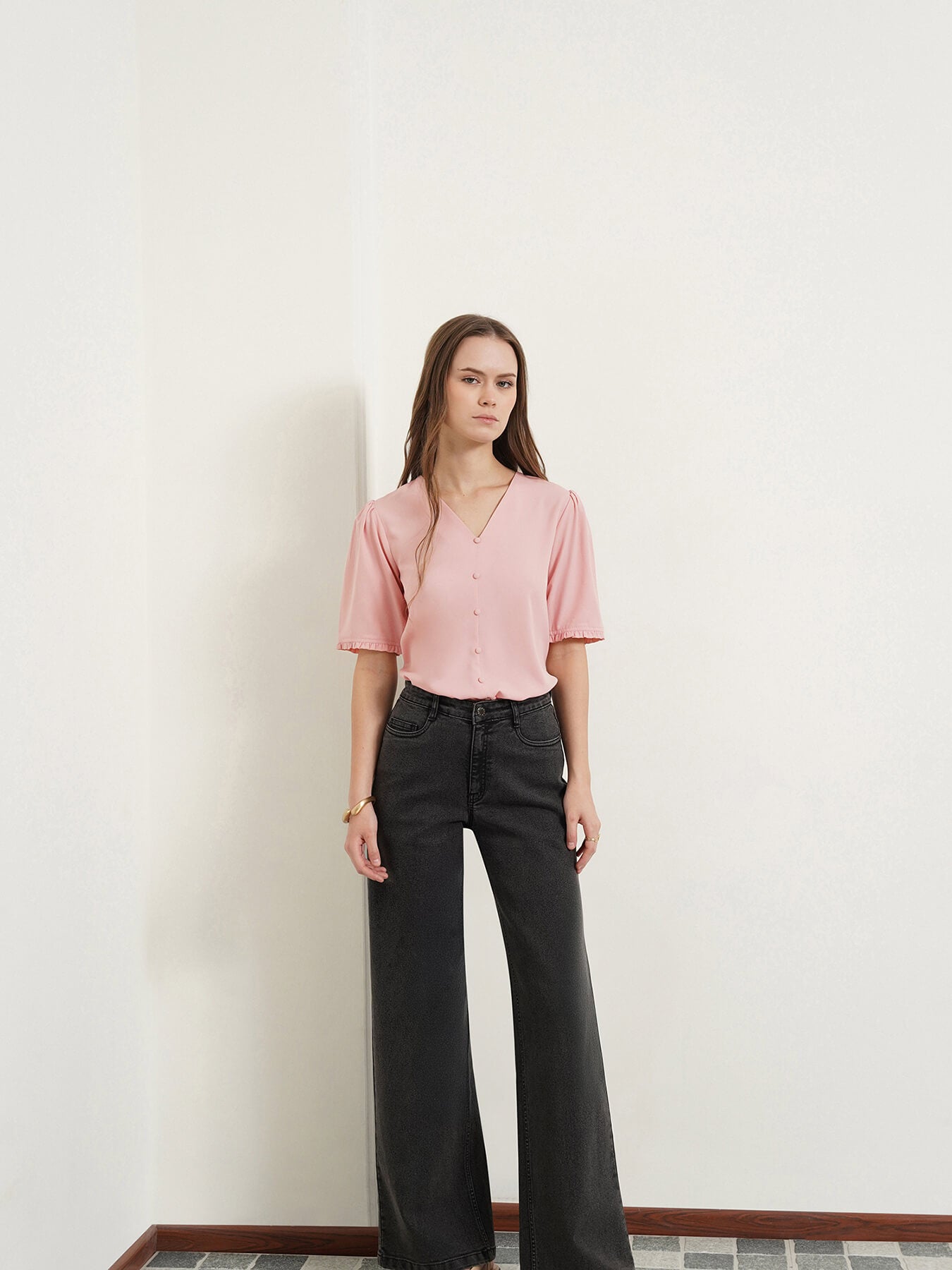 V-Neck Top - Pink