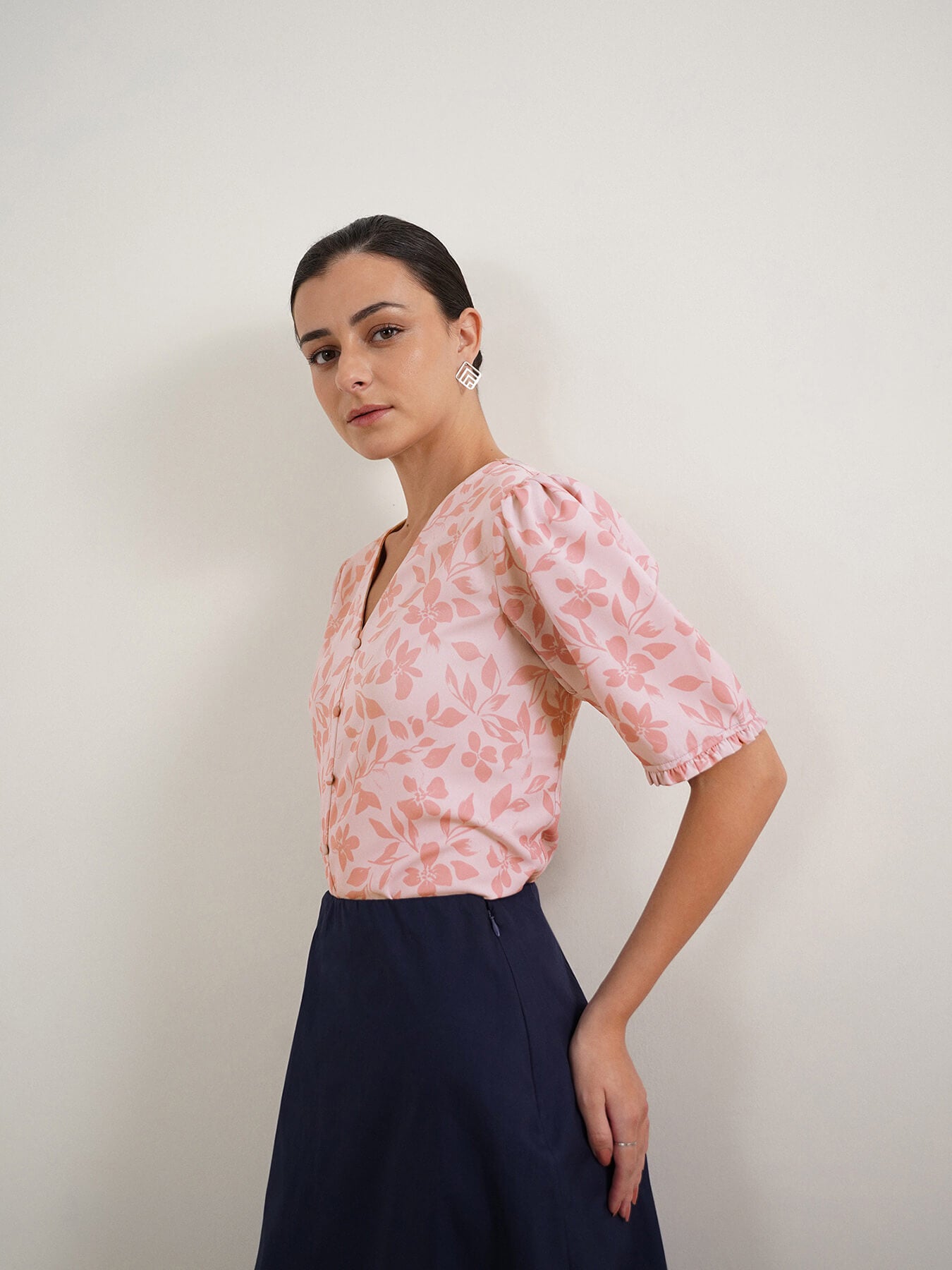 Floral V-Neck Top - Lavender