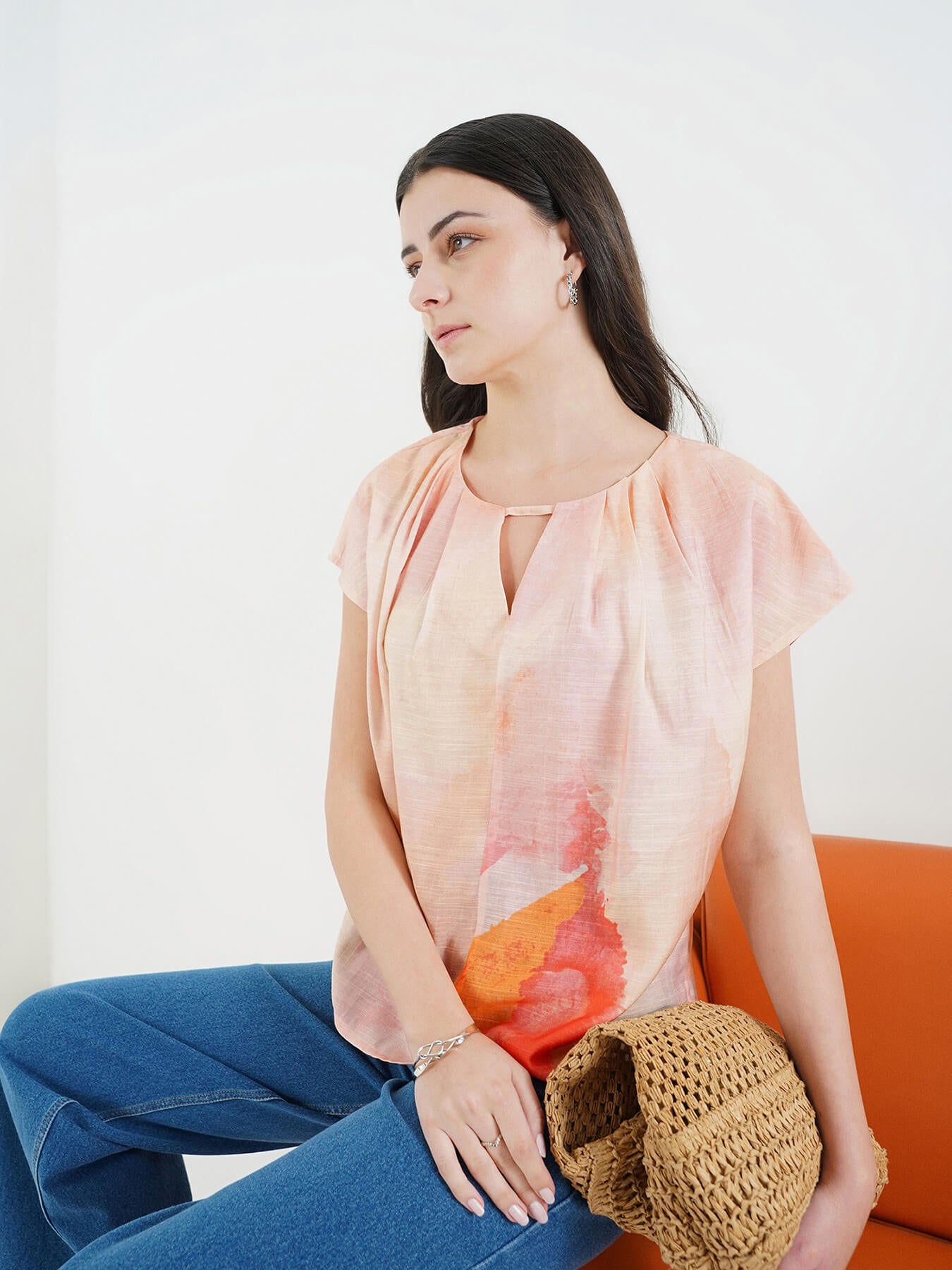 Viscose Round Neck Top - Pink