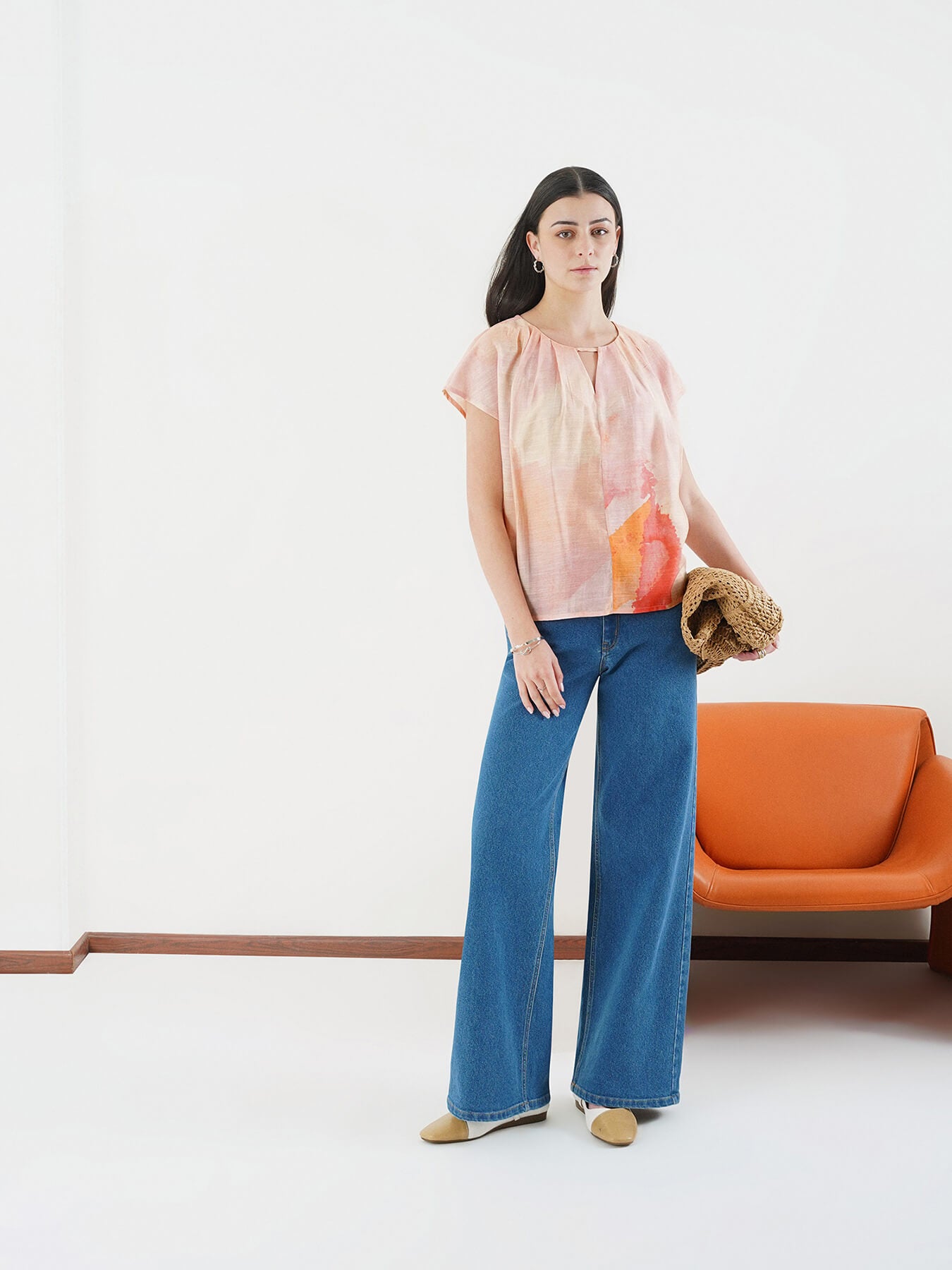 Viscose Round Neck Top - Pink