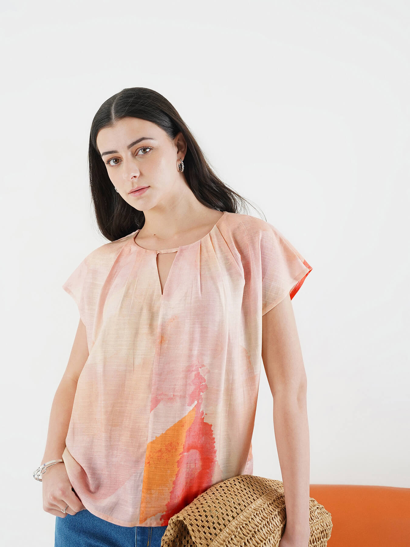 Viscose Round Neck Top - Pink