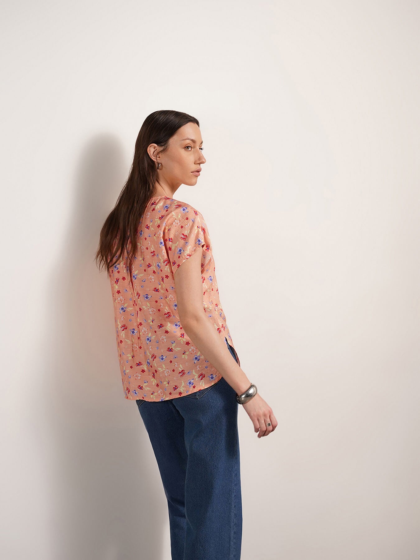 Viscose Floral Top - Peach