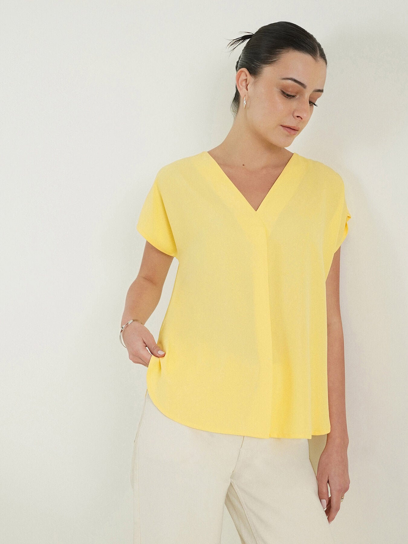 Pleat Detail Top - Yellow