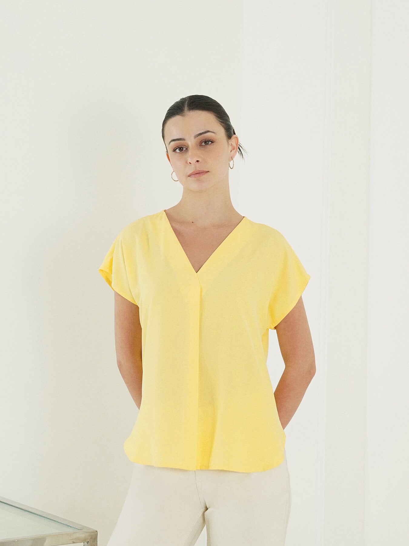Pleat Detail Top - Yellow