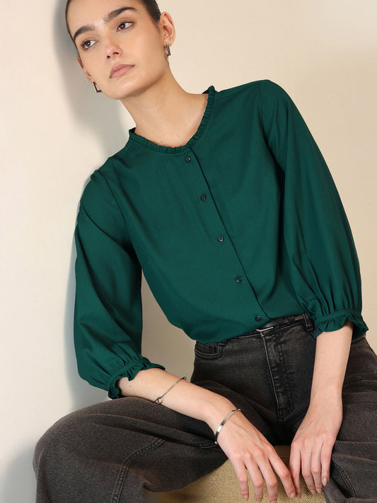 Shirt Style Top - Green