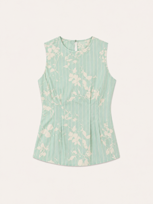 Cotton Peplum Top - Light Blue