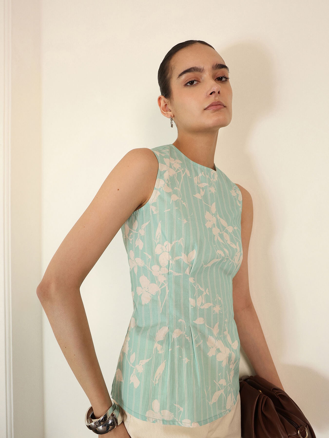 Cotton Peplum Top - Light Blue