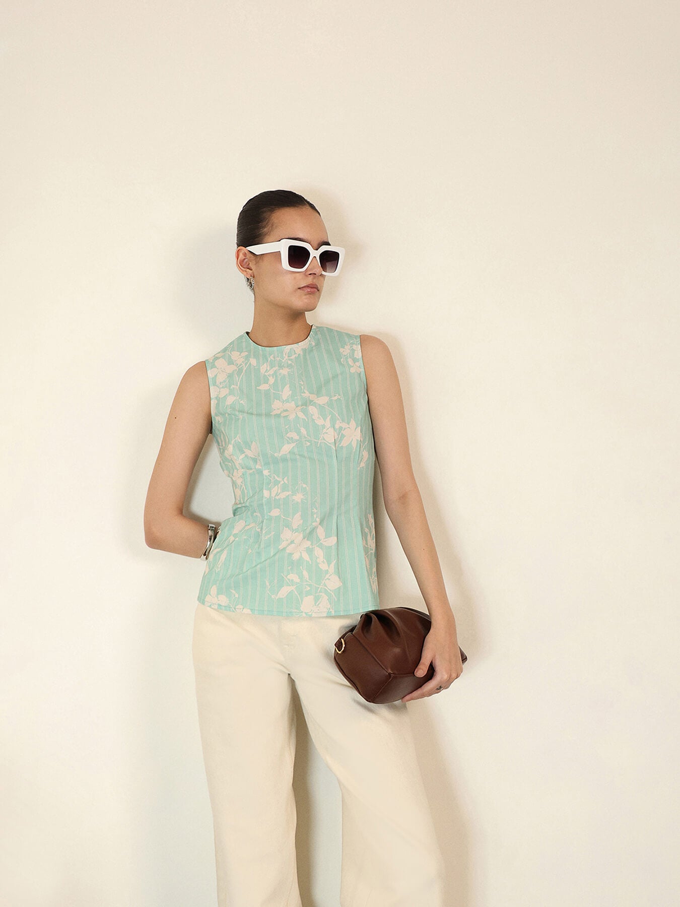 Cotton Peplum Top - Light Blue