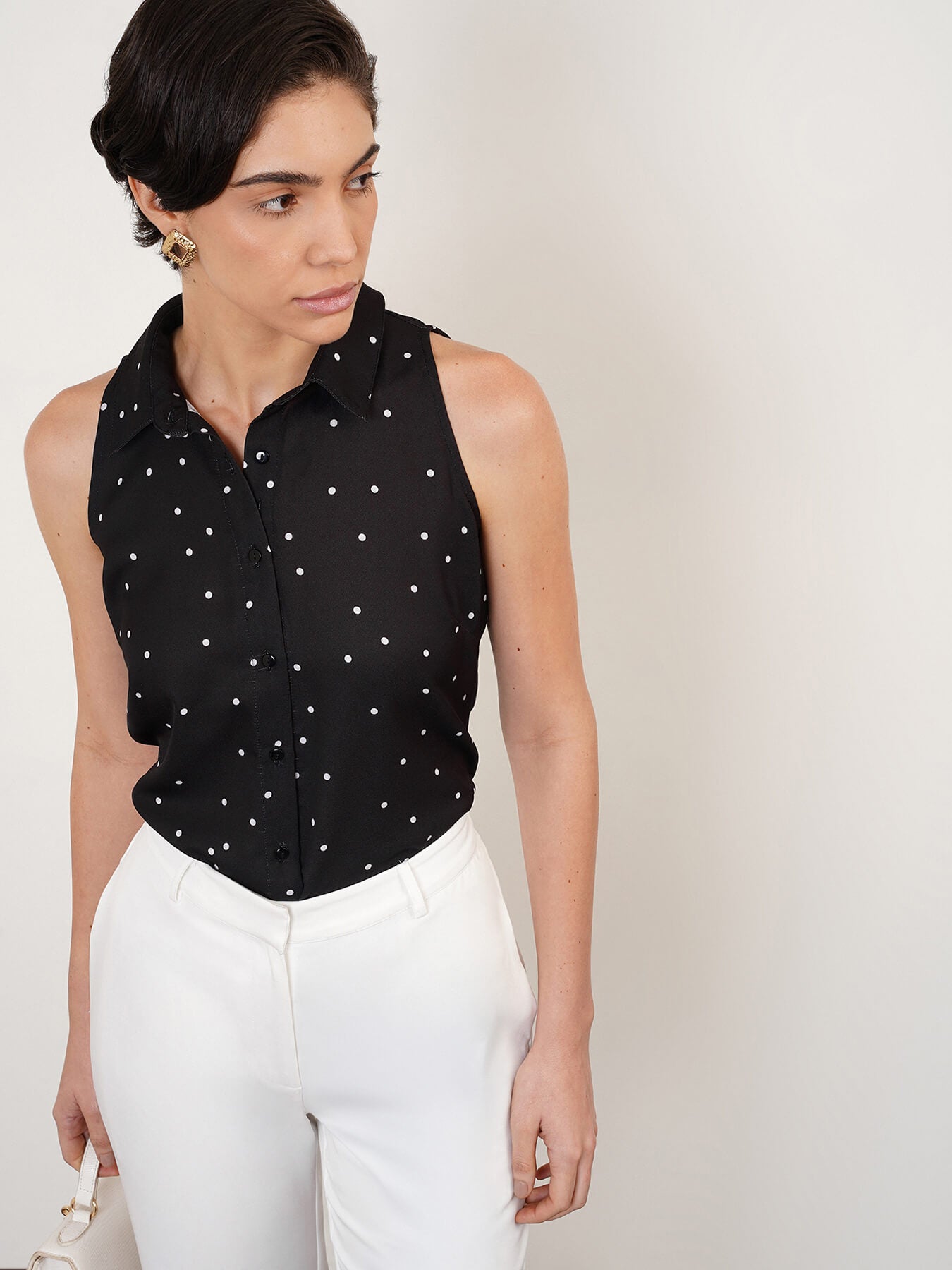 Polka Print Top - Black & White