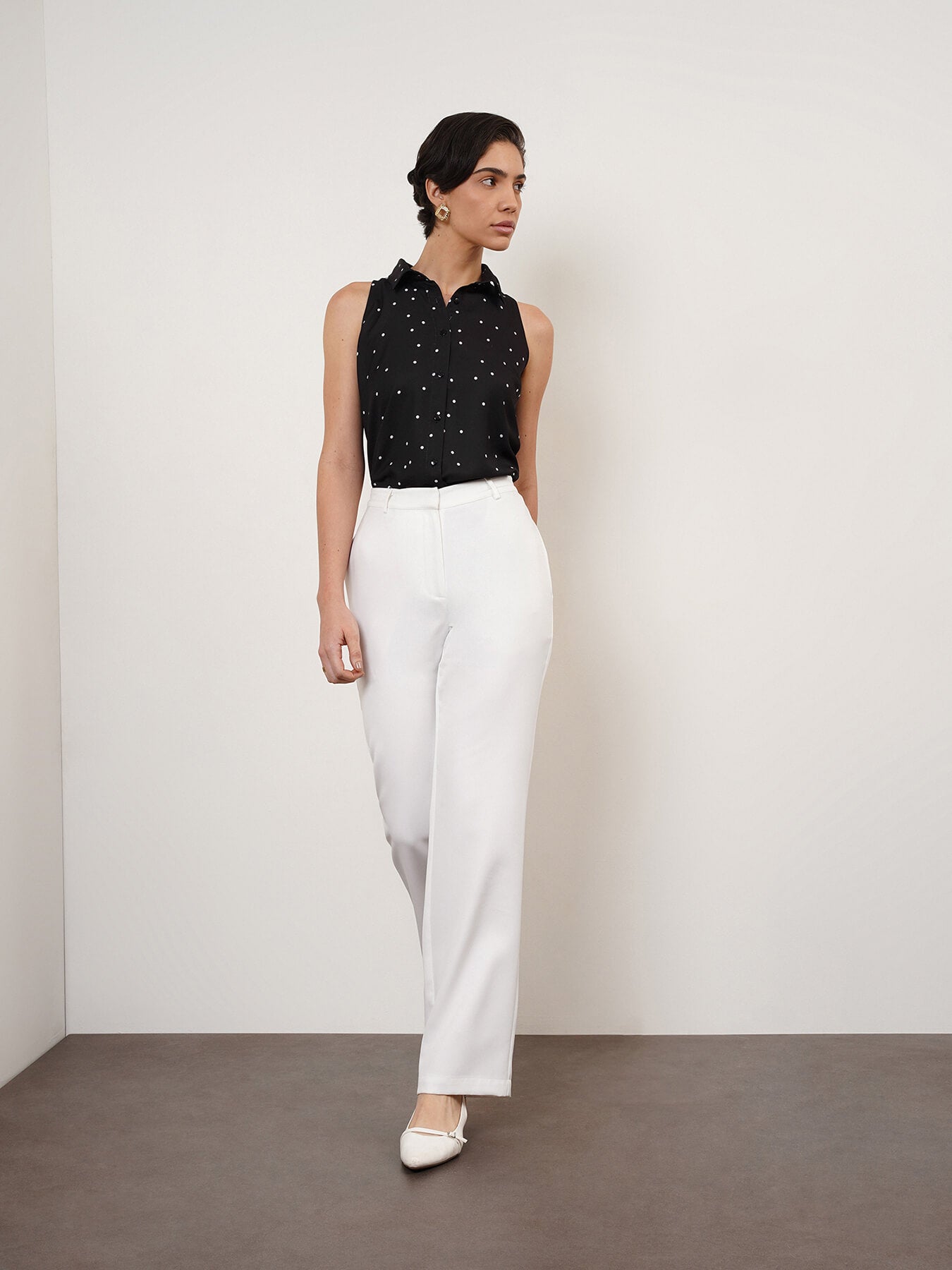 Polka Print Top - Black & White