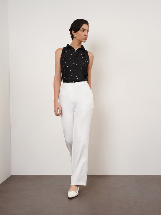 Polka Print Top - Black & White