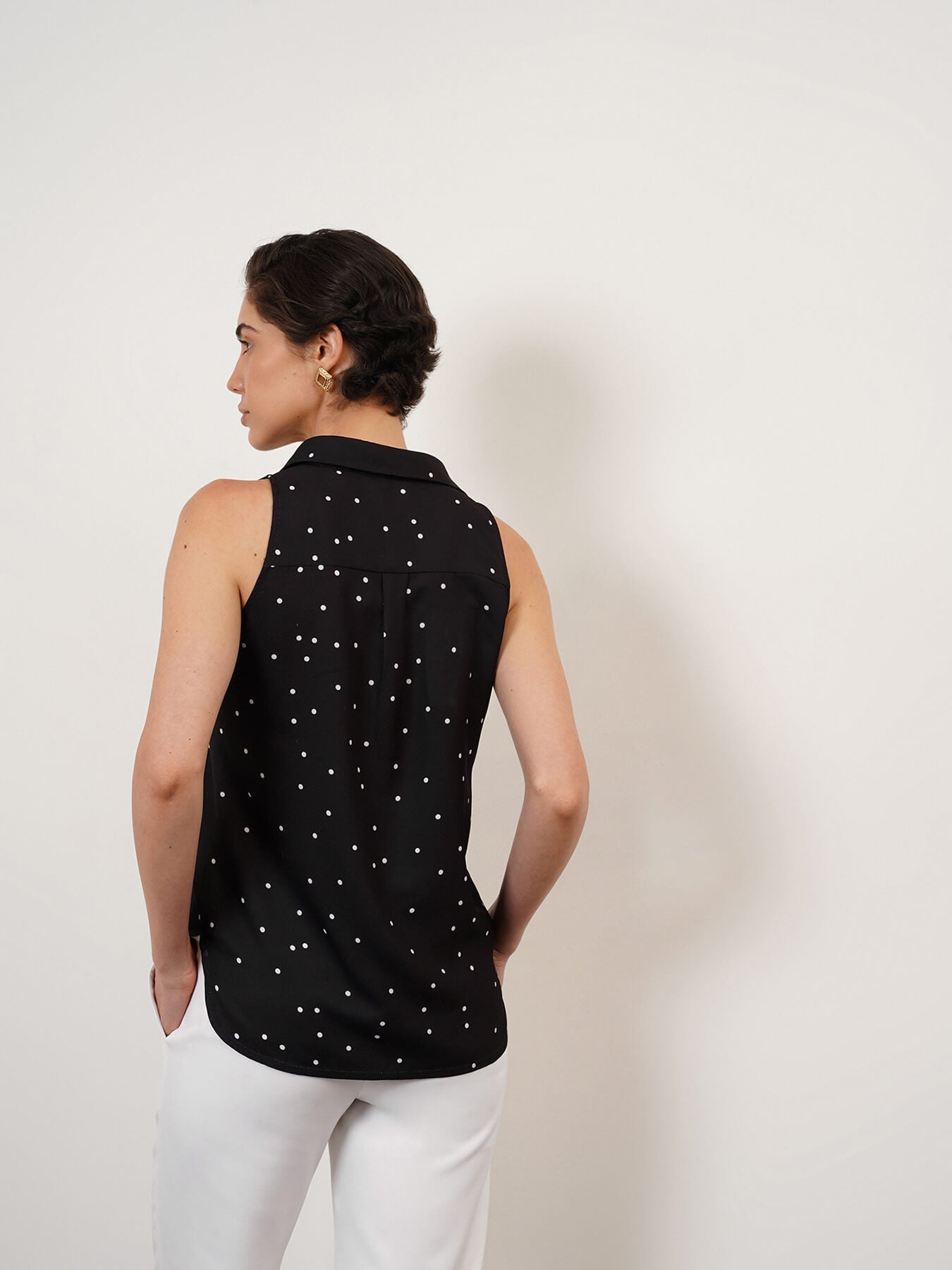 Polka Print Top - Black & White