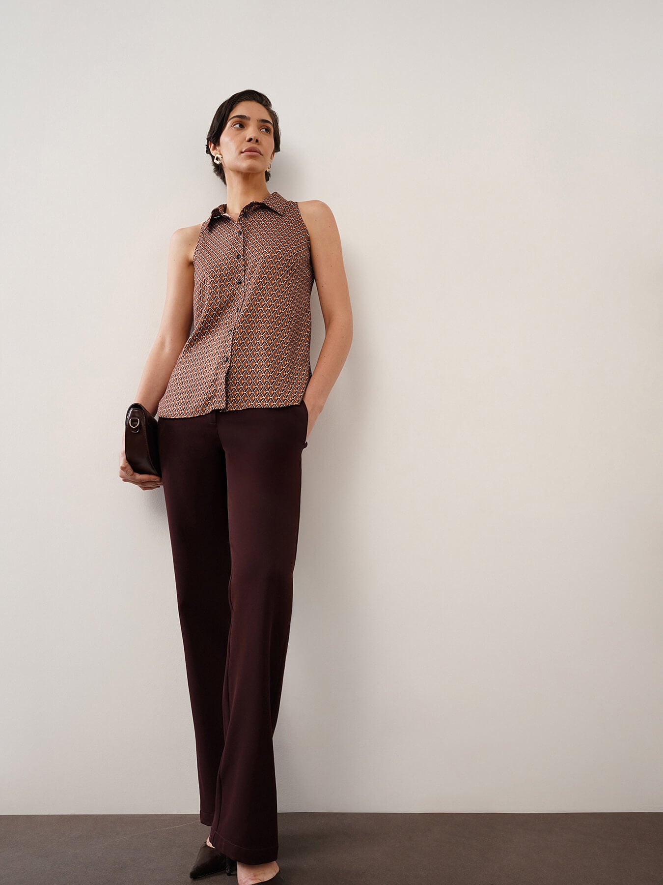 Retro Print Button Down Top - Multi