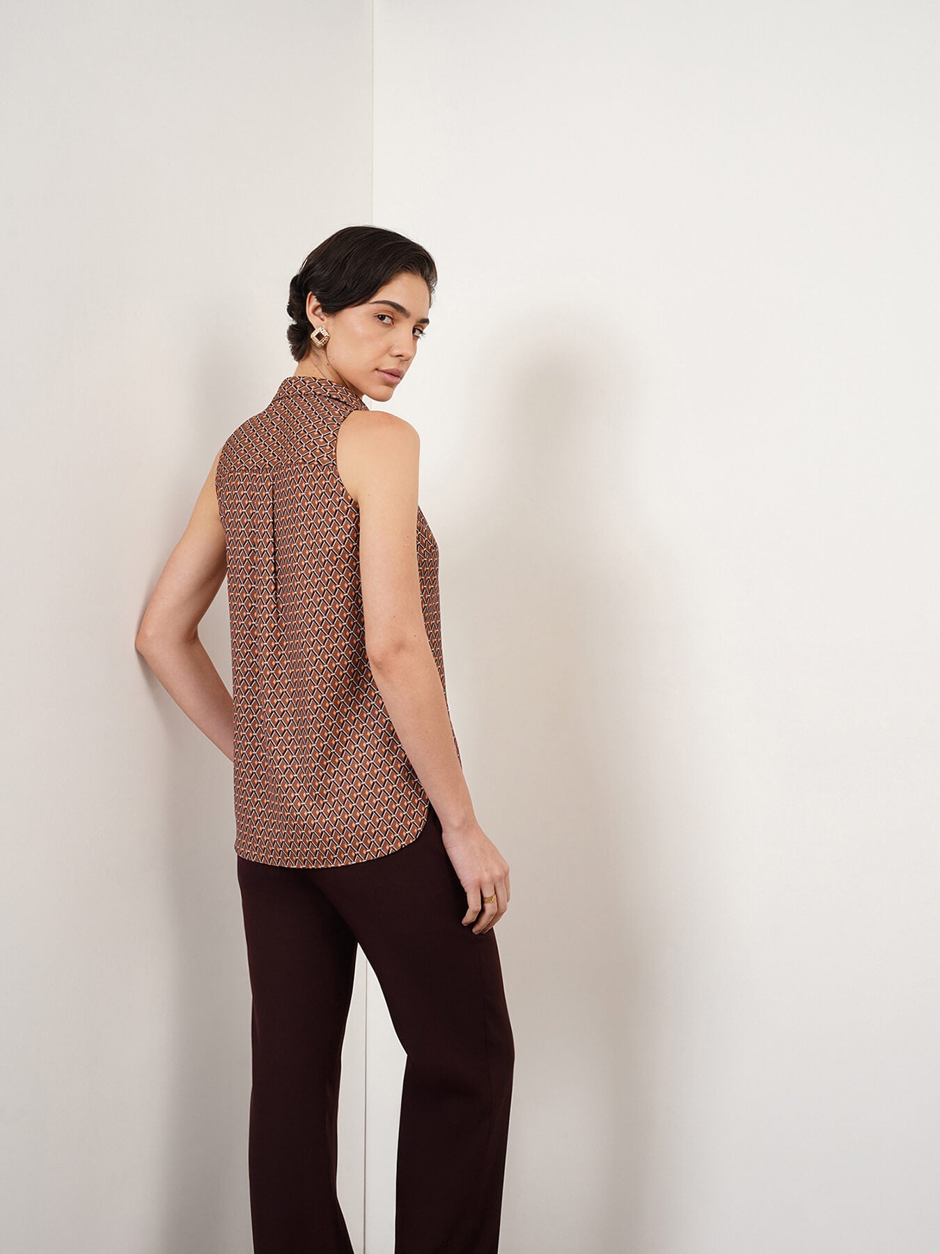 Retro Print Button Down Top - Multi