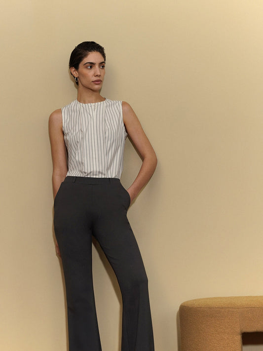 Round Neck Top - Black and Off White