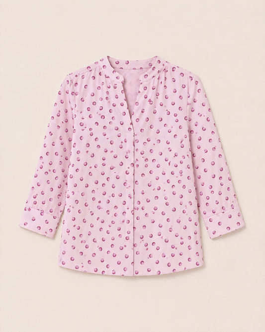 Polka Dots Pleated Top - Pink