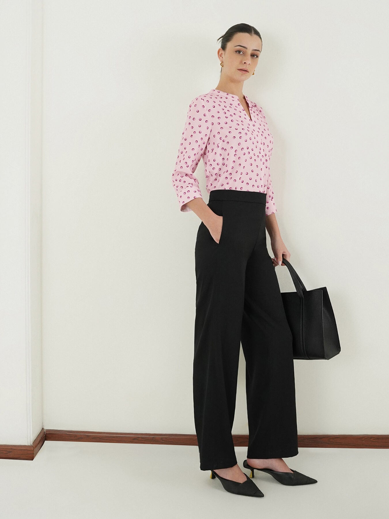 Polka Dots Pleated Top - Pink