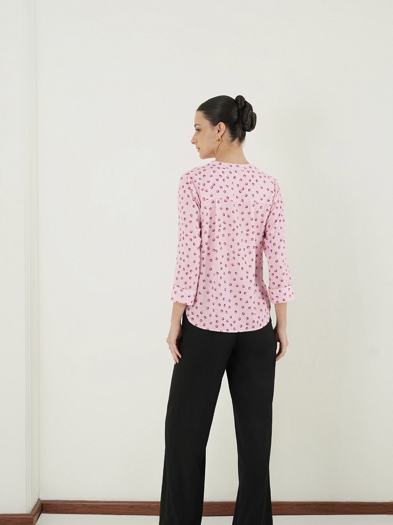 Polka Dots Pleated Top - Pink