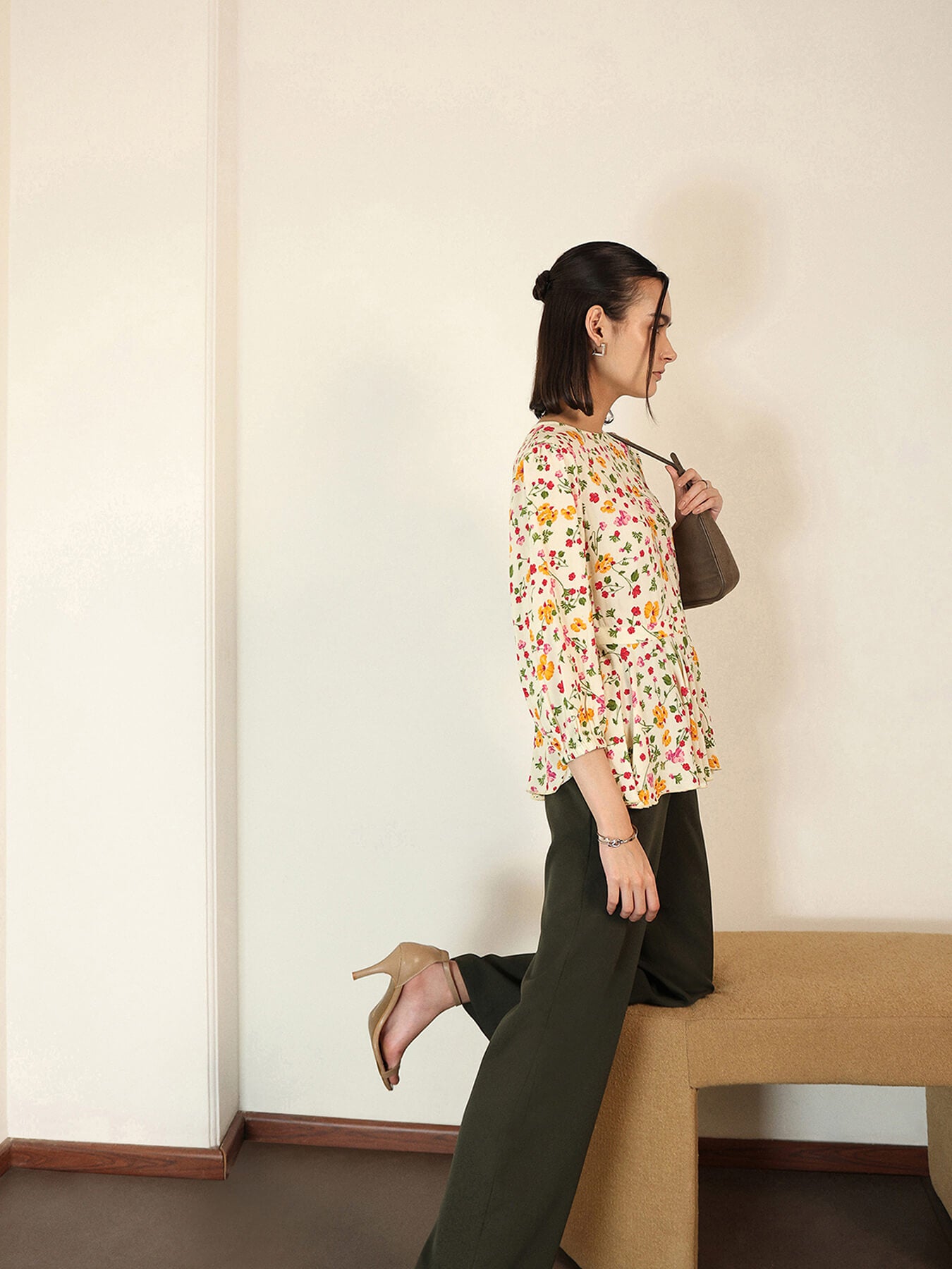 Viscose Floral Peplum Top - Multicolour