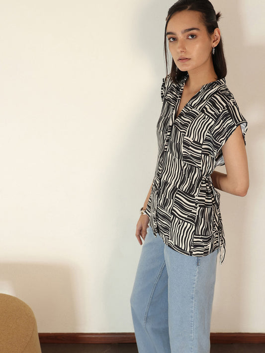 Cinched Waist Top - White