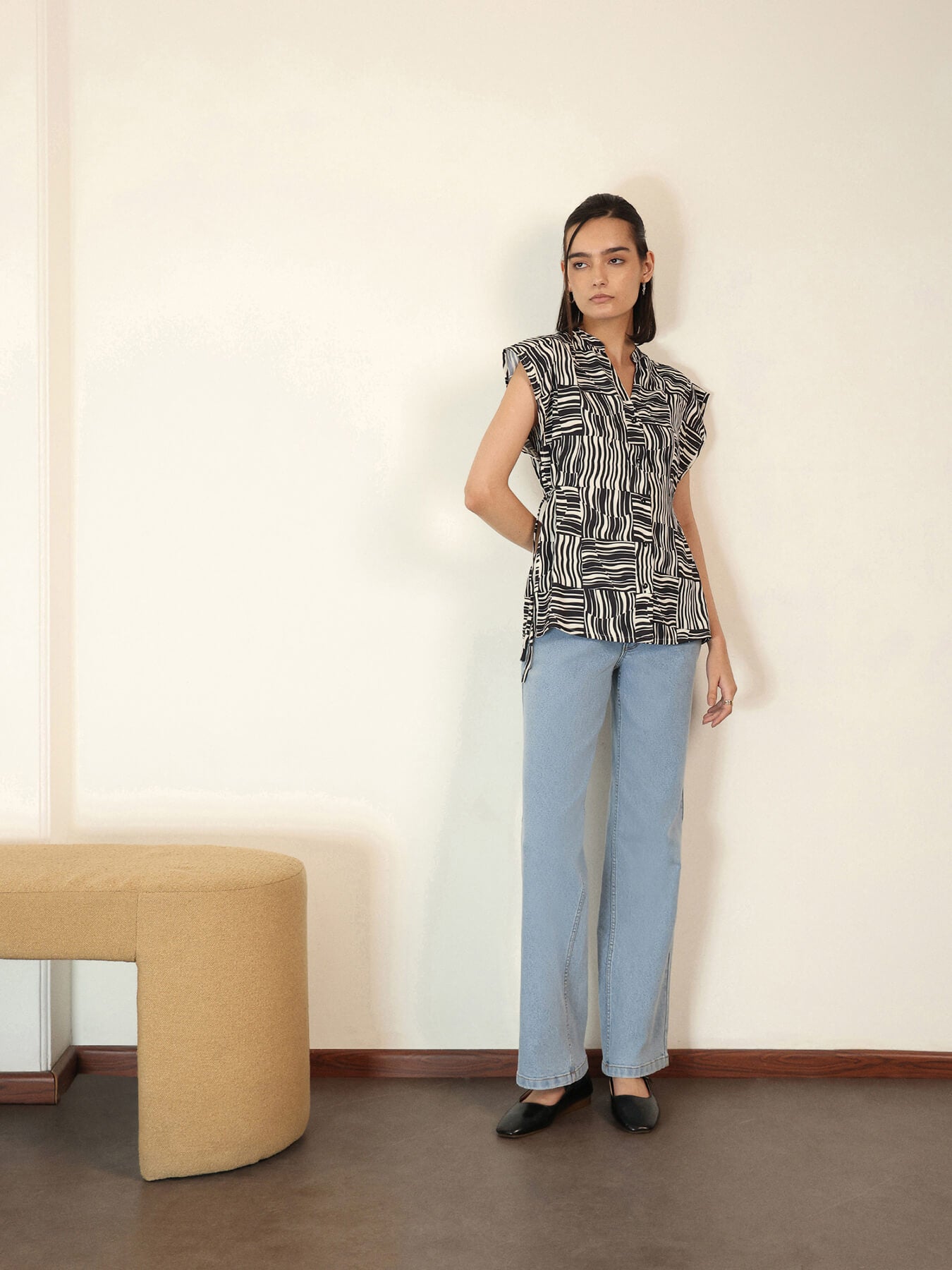 Cinched Waist Top - White