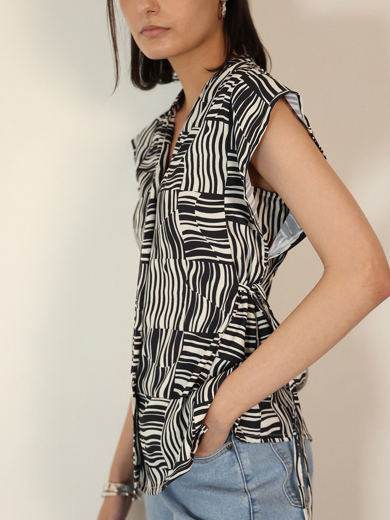 Cinched Waist Top - White