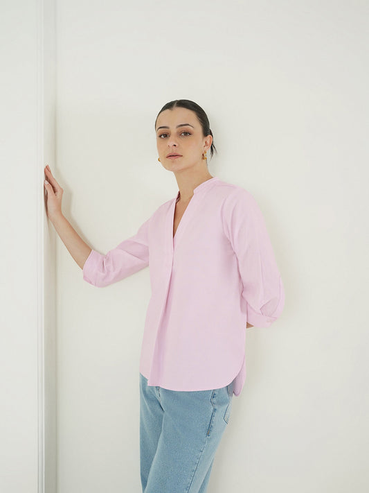 Pure Cotton Pleated Top - Pink