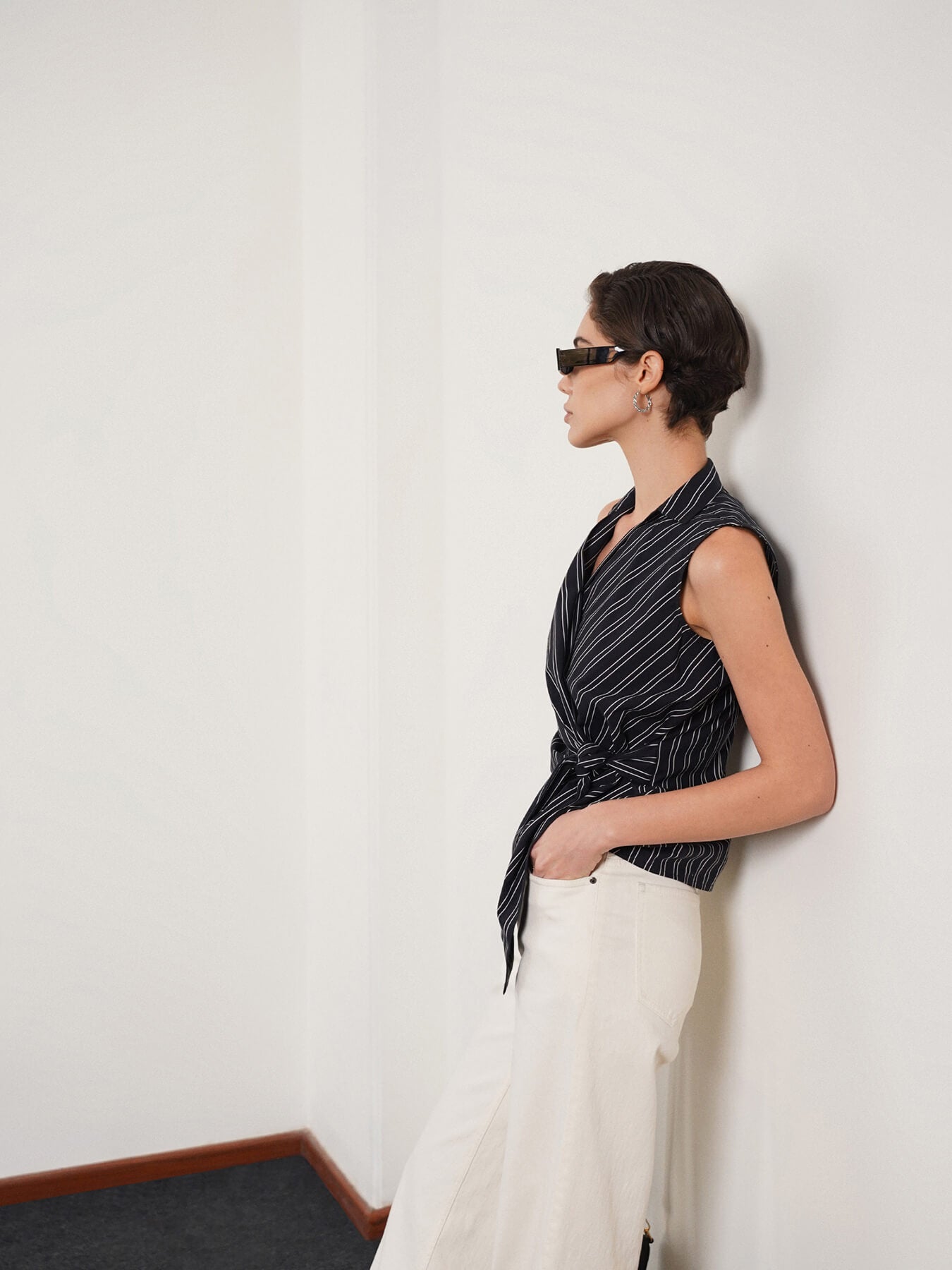 Cotton Wrap Top - Black
