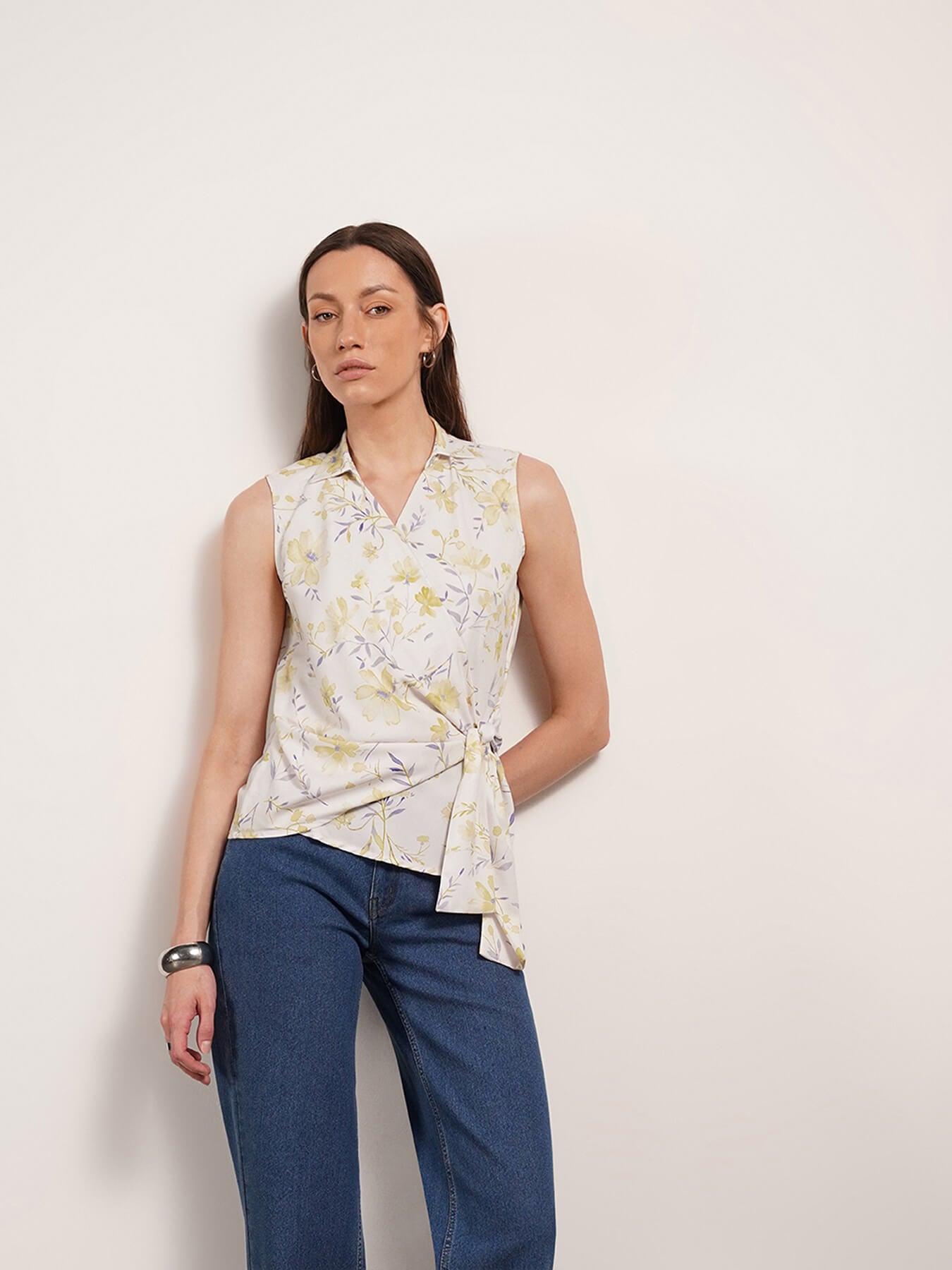 Floral Wrap Top - Off-White