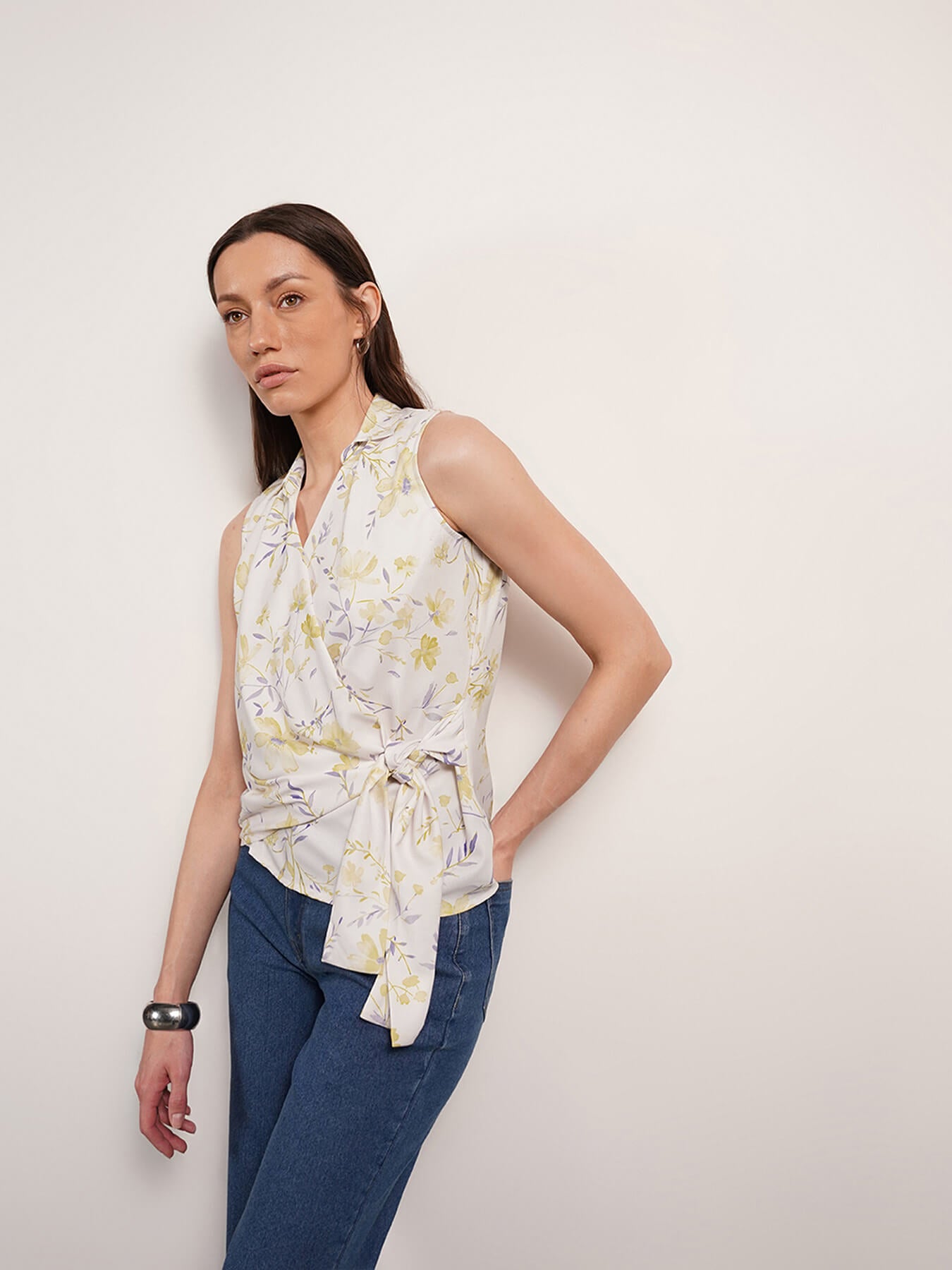 Floral Wrap Top - Off-White