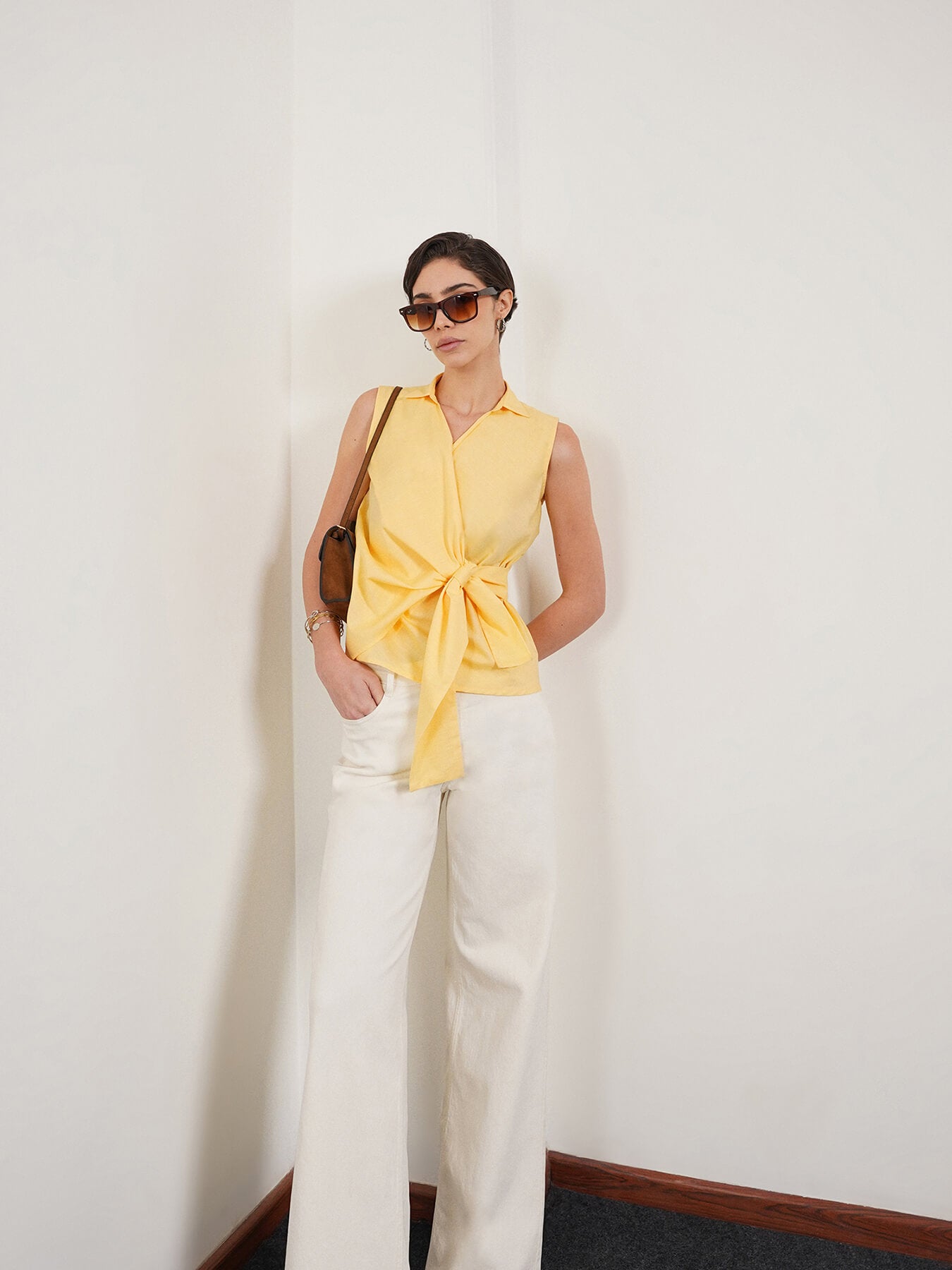 Cotton Wrap Top - Yellow
