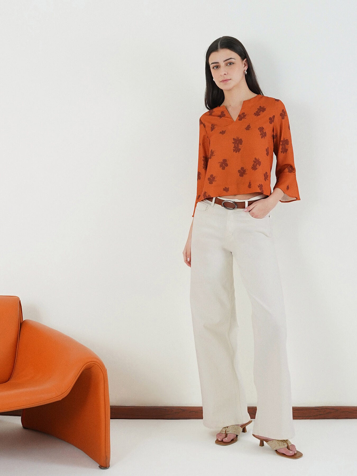 Floral Crop Top - Rust
