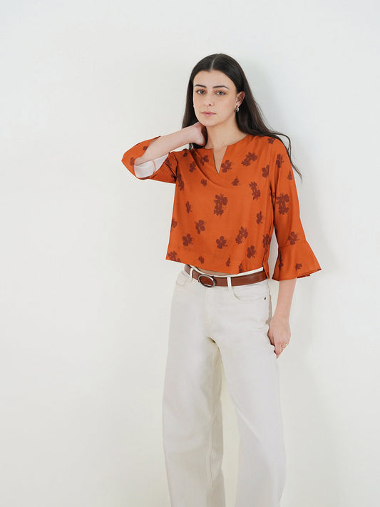 Floral Crop Top - Rust
