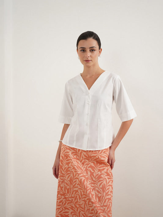Stretch Cotton Top - White