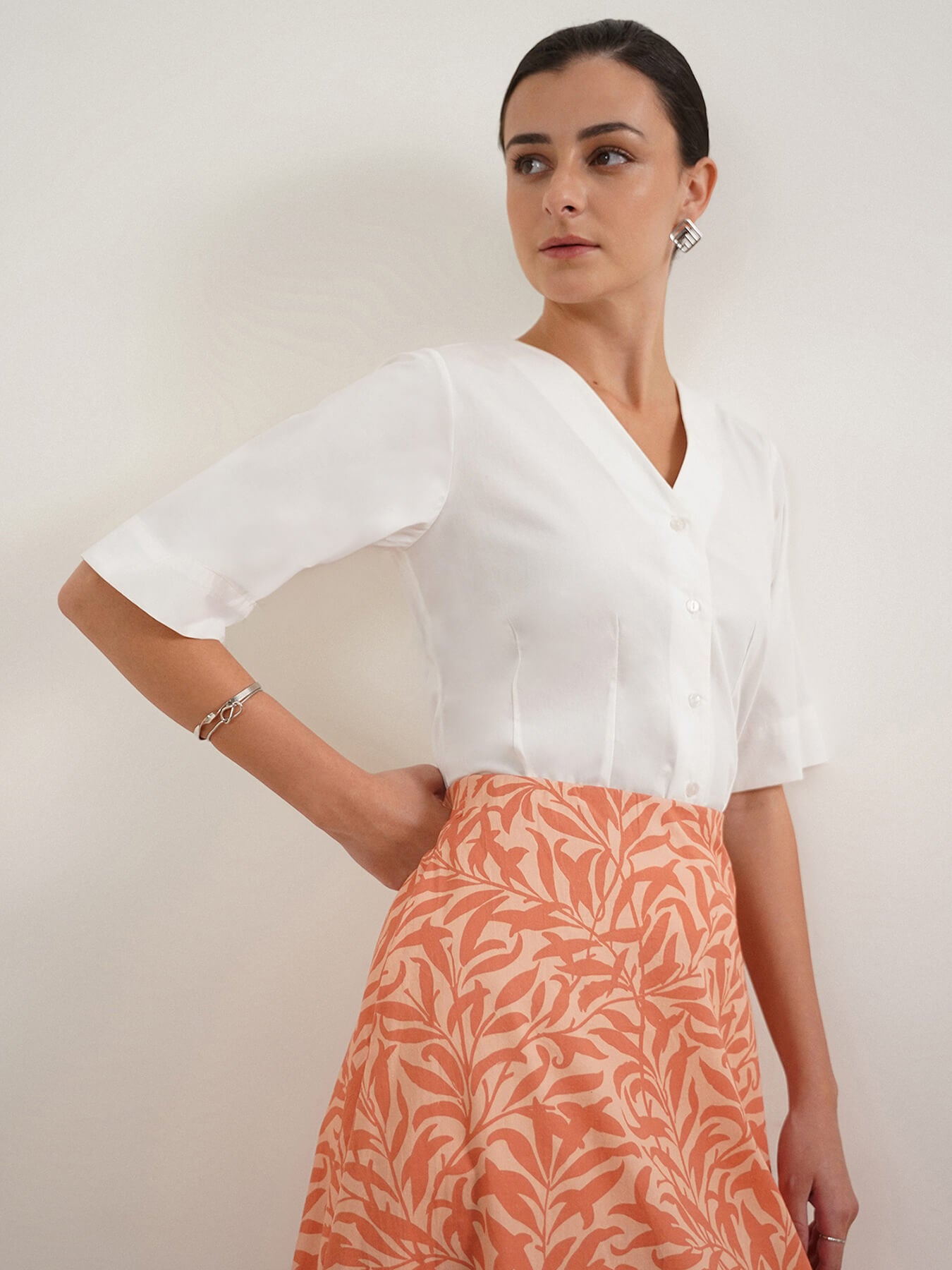 Stretch Cotton Top - White