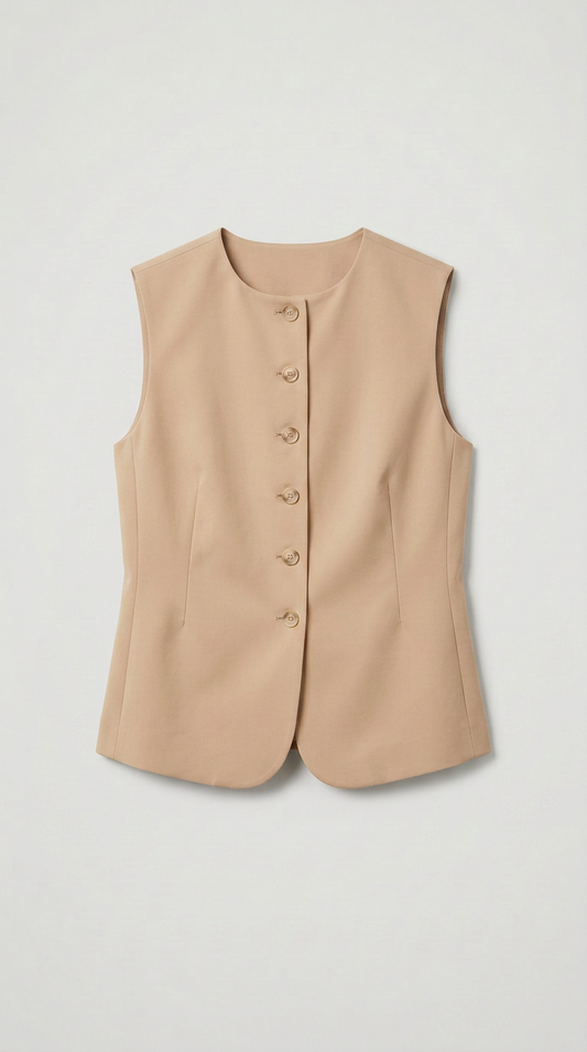Cotton Round Neck Top - Brown
