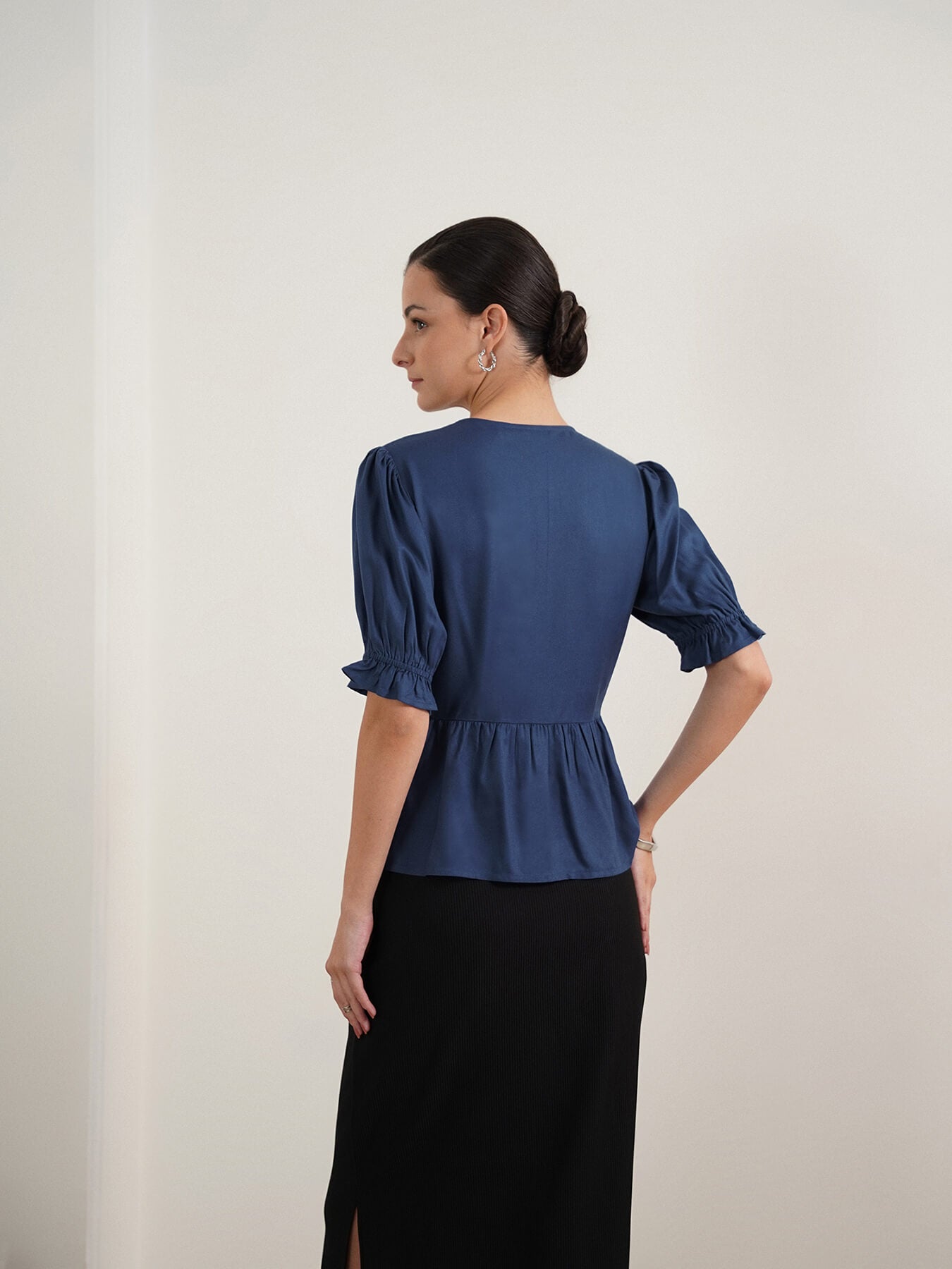 Viscose Peplum Top - Blue