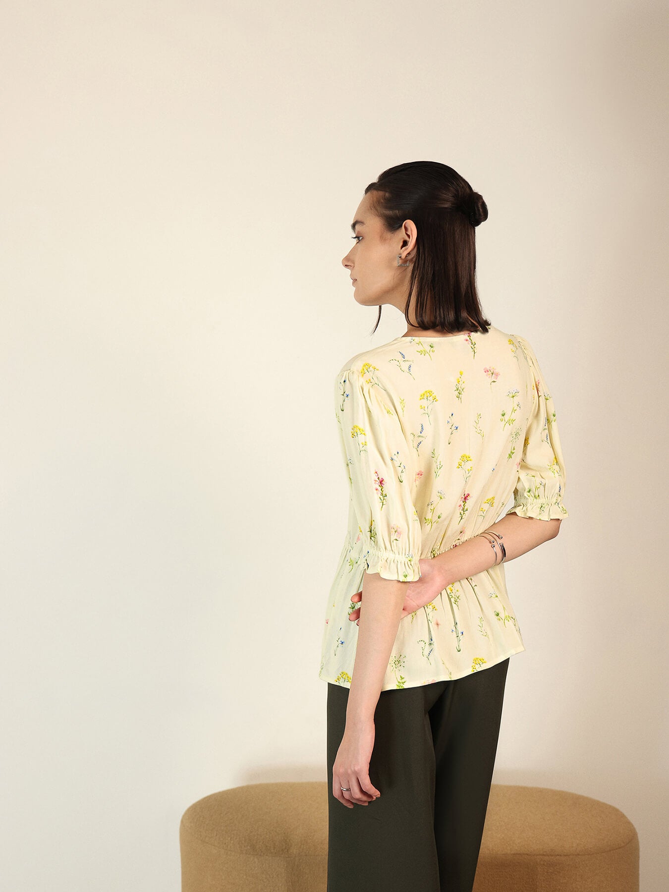 Viscose Peplum Top - Off White