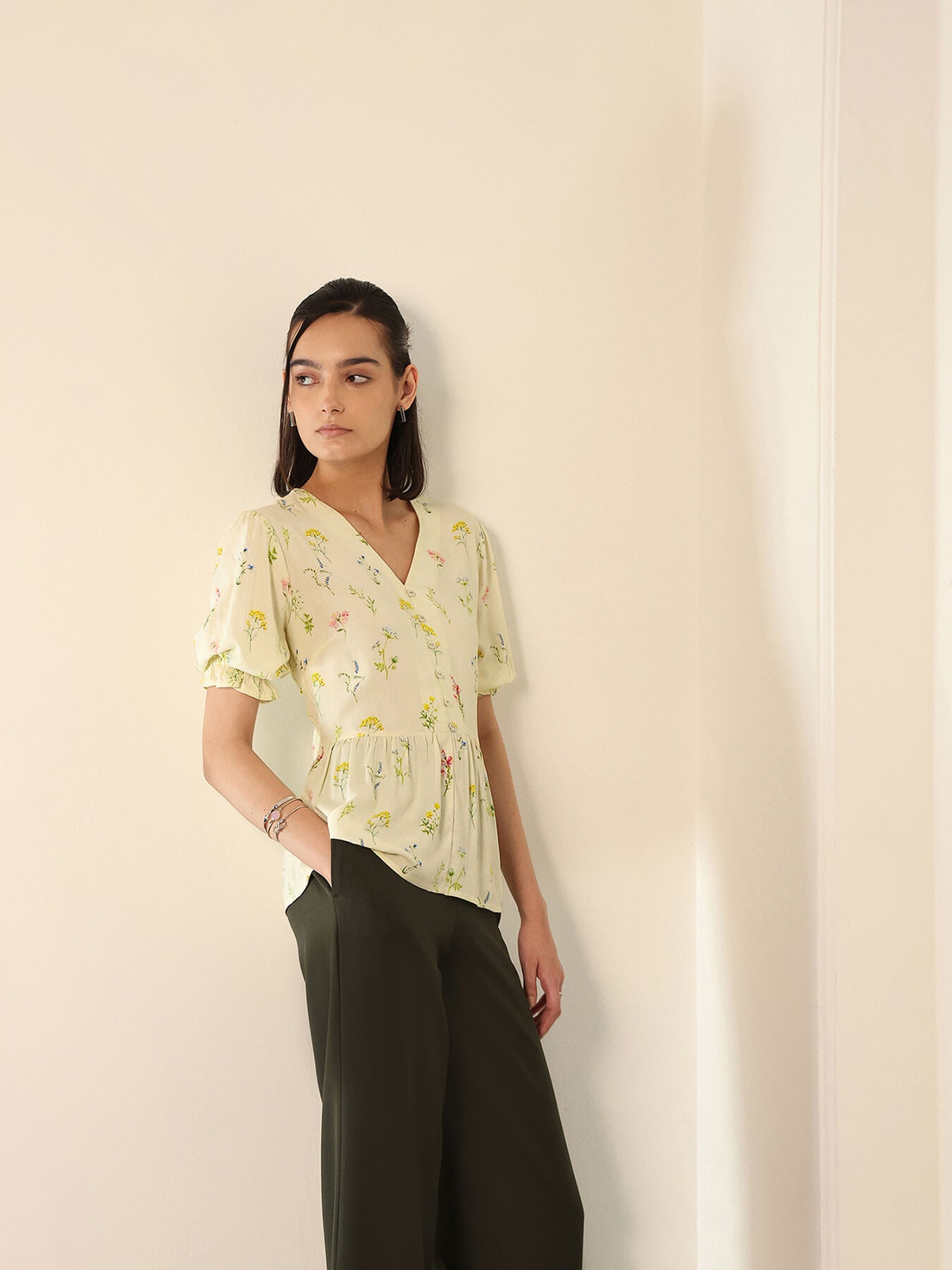 Viscose Peplum Top - Off White