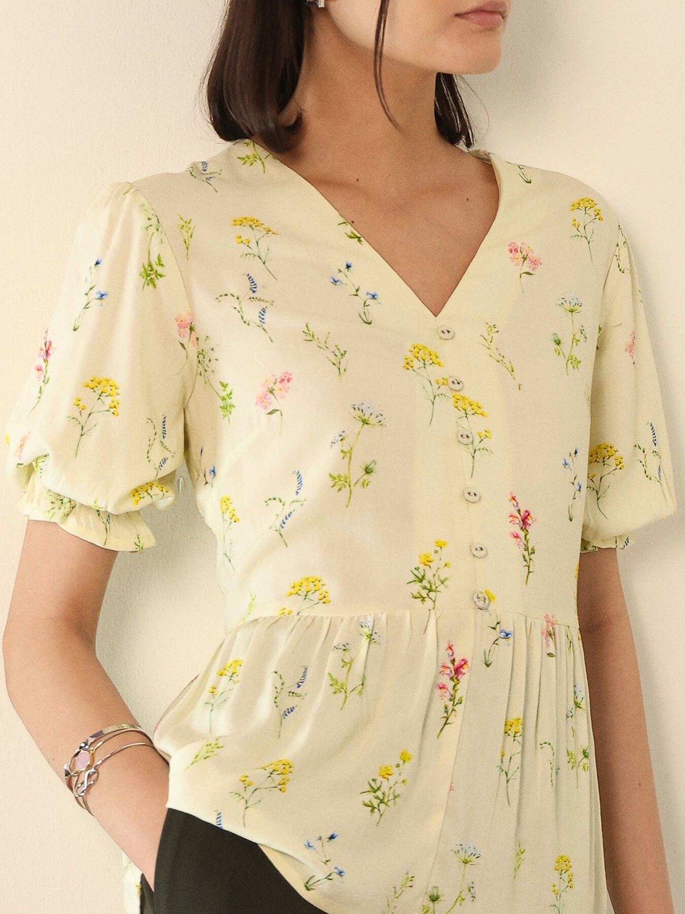 Viscose Peplum Top - Off White