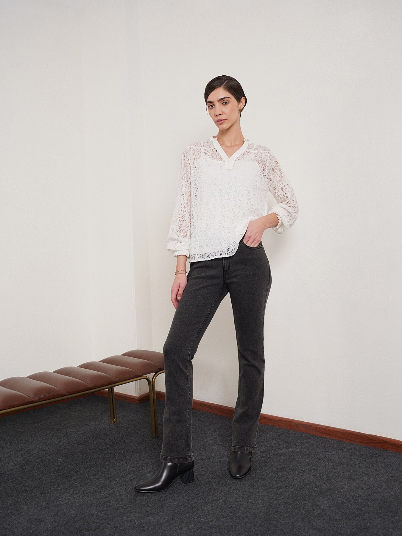 V-Neck Top - Off White