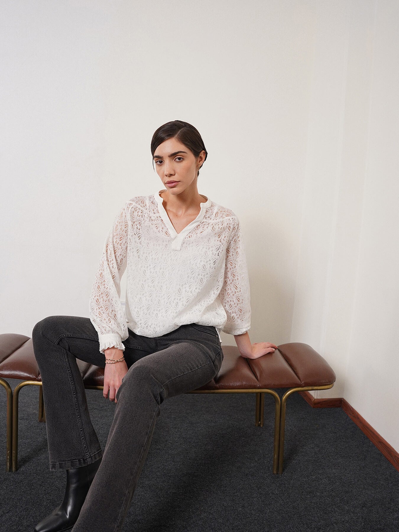 V-Neck Top - Off White